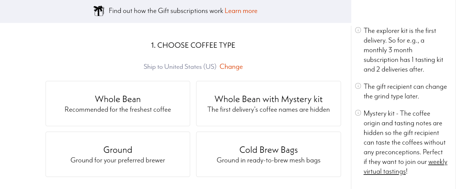  CHOOSE COFFEE TYPE
