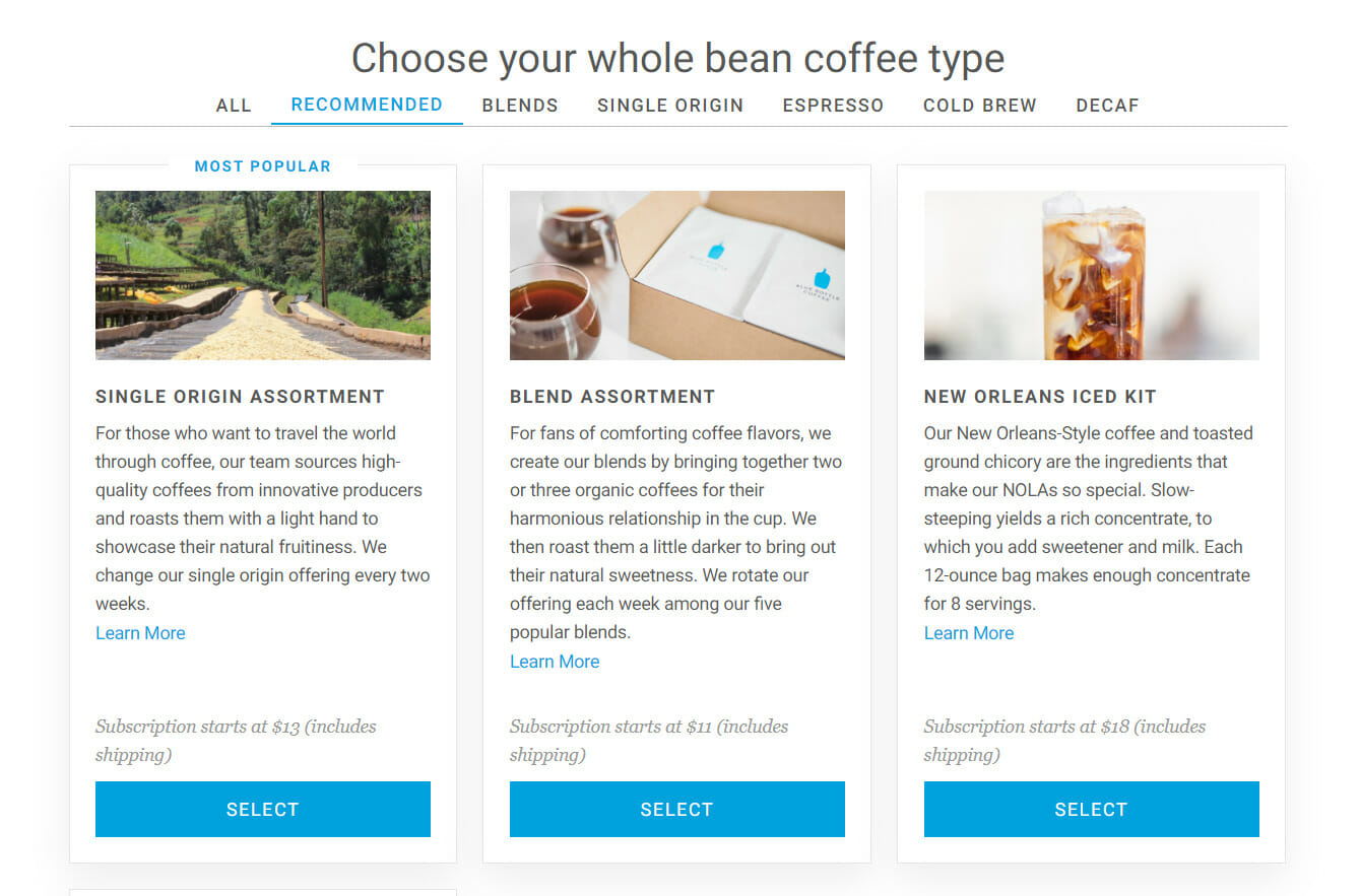 Choose Your Whole Bean Coffee