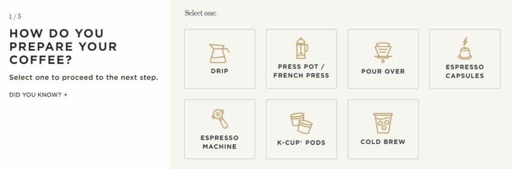 Peet's Coffee subscription Coffee Quiz
