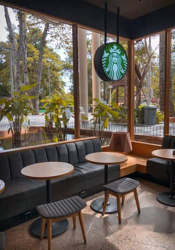 A corner of a Starbucks