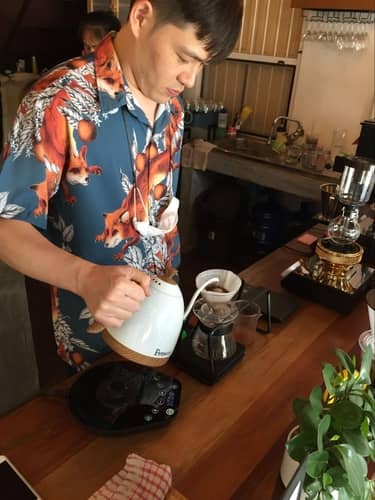 Barista making Pour-Over coffee