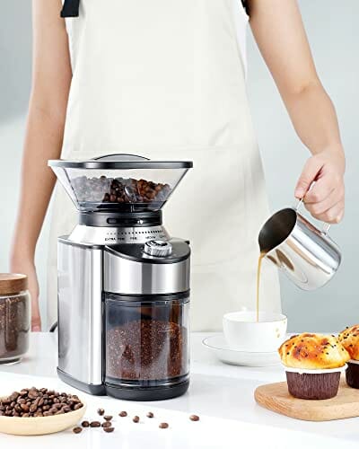 Burr Coffee Grinder, Famiworths Stainless Steel Conical Burr Grinder with 19 Precise Grind Settings