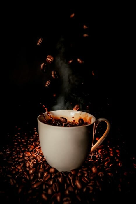 Coffee is freshly brewed by passing hot water through ground coffee beans