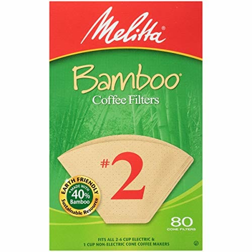 Melitta #2 Cone Coffee Filters, Bamboo, 80 Count (Pack of 6, 480 Total Filters)
