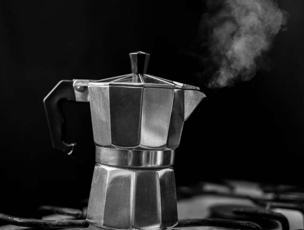 Steam starts escaping from the Moka Pot during the brewing process