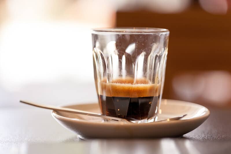 A double shot of Ristretto served in a glass