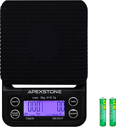 Coffee Scale with Timer Small, Apexstone Espresso Scale with Timer Small, Espresso Coffee Scale with Timer for Pour Over Coffee (Batteries Included)