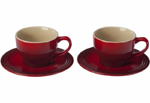 Le Creuset Stoneware Set of 2 Cappuccino Cups and Saucers