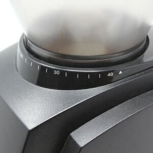 The grind adjustment scale of the Baratza Encore with 40 settings