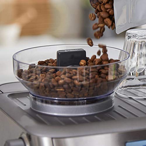 The bean hopper on top of the Breville Barista Express coffee machine