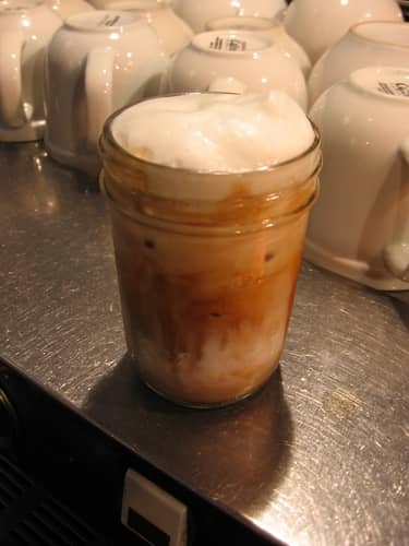  An iced latte with cold foam