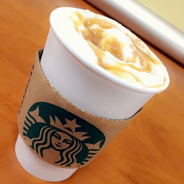 Caramel Apple Spice Latte in a branded Starbucks cup