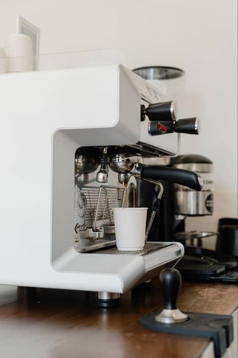 State-of-the-art black and white espresso machine