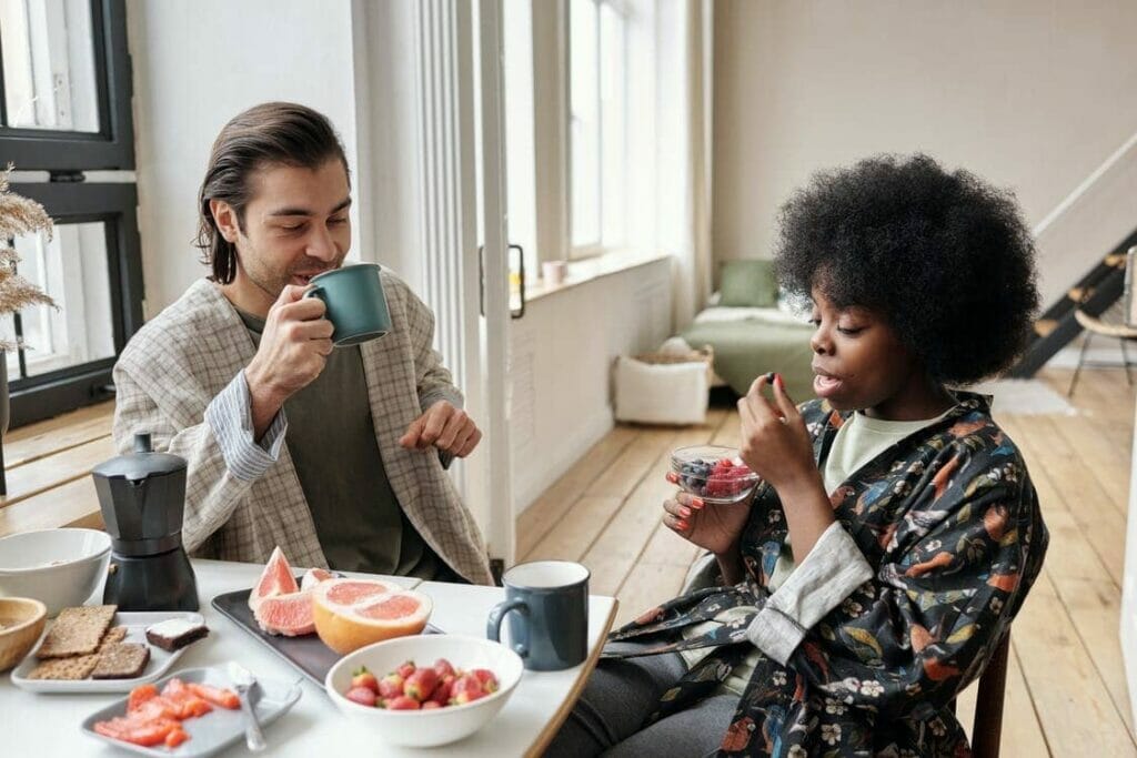 Couple enjoying breakfast