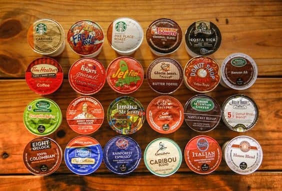 Do K Cups Expire?: A variety of K cups on a wooden table