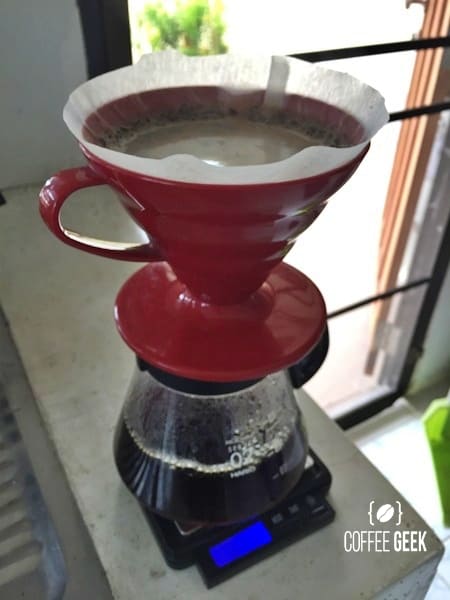 Coffee pouring into glass pot