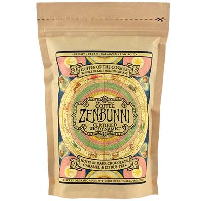 A brown bag of Zenbunni Certified Biodynamic - Biodynamic Coffee of the Cosmos