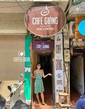 Coffee Geek Team in front of Cafe Giang, Hanoi, Vietnam