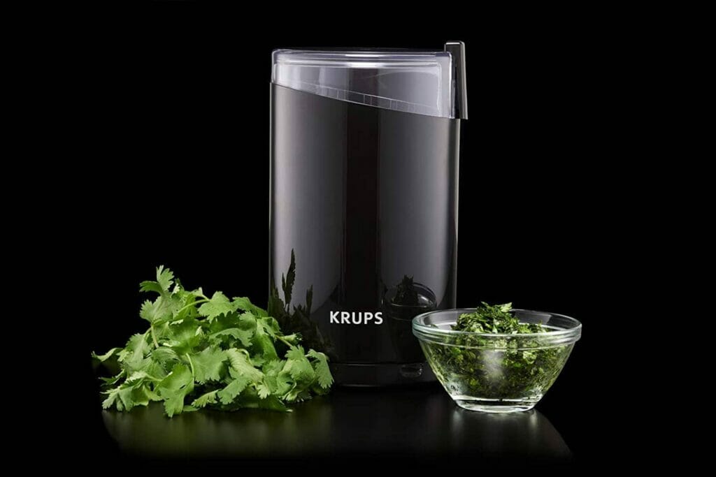 The KRUPS grinder is not just for grinding whole bean coffee as it can also be used to grind dry herbs, spices, seeds, and nuts. 
