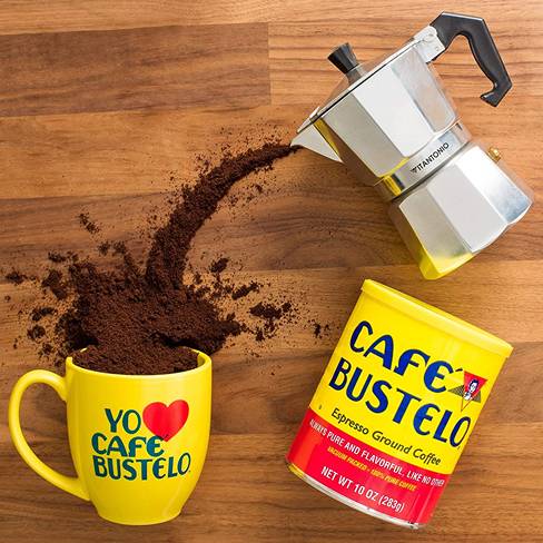 Traditionally, Cuban coffee (Cafe Bustelo) is made with dark roasted beans (Cafe Cubano or Cafecito), the coffee is then brewed using a Moka pot.