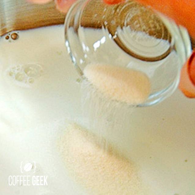 Add 1-2 tablespoons of sugar to your creamer or milk 