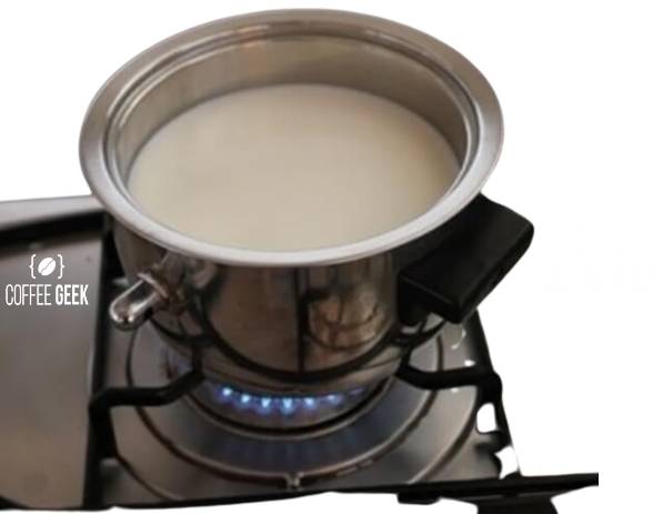Next is to heat up or steam milk. 