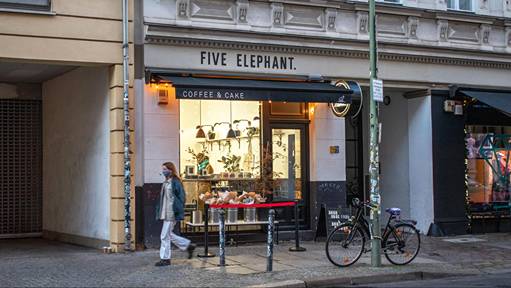Get a very delicious coffee drink at Five Elephant. @Five Elephant Coffee & Cake on Facebook. 