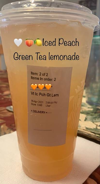 Iced peach green tea lemonade Starbucks
