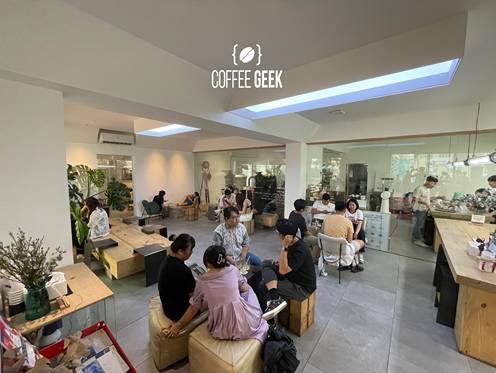Inside a coffee shop in Saigon, Vietnam