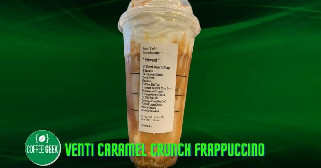 One of the longest Starbucks orders out there is the Venti Caramel Crunch Frappuccino