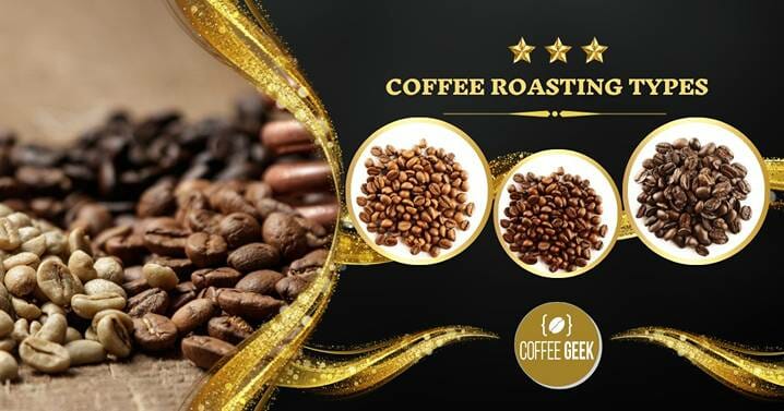 Coffee roasting types on a black background.