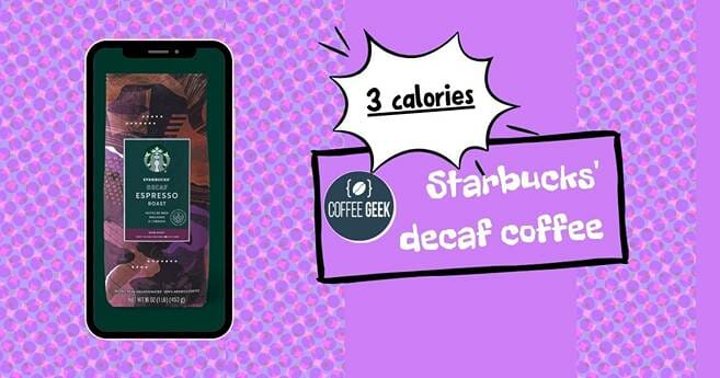 Starbucks decaf coffee on a purple background.