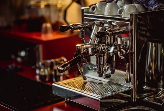 An espresso machine in a coffee shop.