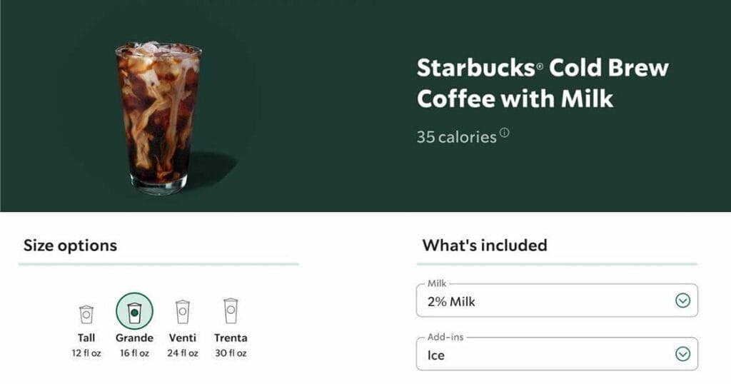 Starbucks cold brew coffee with milk.