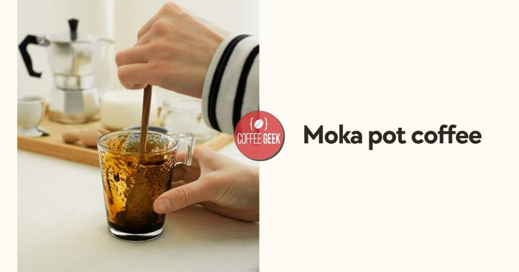 A person is making coffee in a moka pot.
