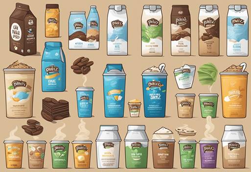 A set of different types of milk and milk products.