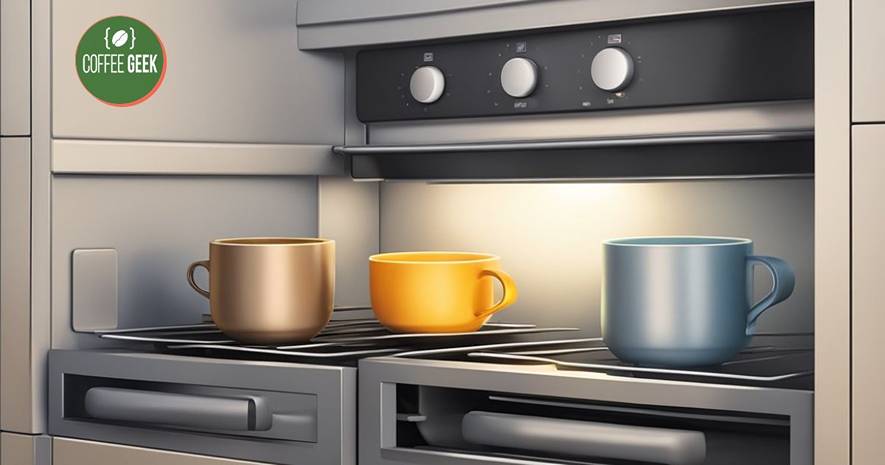 A group of cups on a stove.