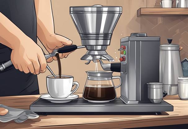 A man is pouring coffee into a coffee maker.