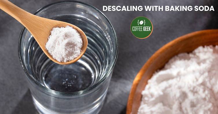 A bowl of baking soda with a spoon next to it.