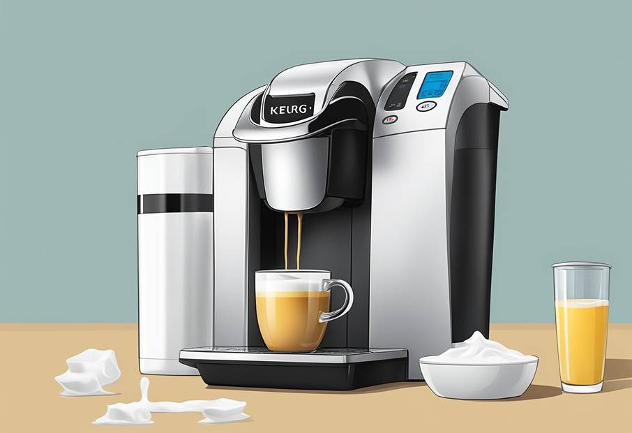 A keurig coffee maker with a cup of coffee.