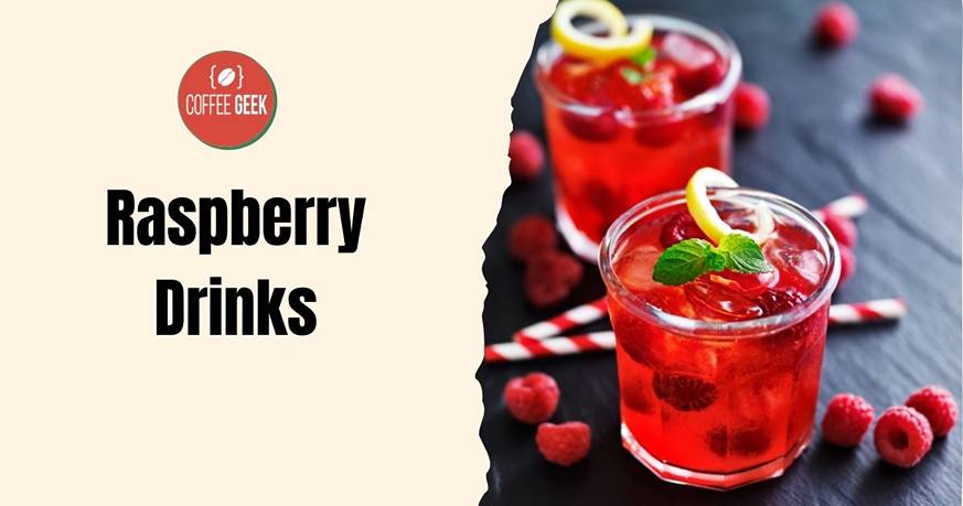 Raspberry drinks with lemons and raspberries.