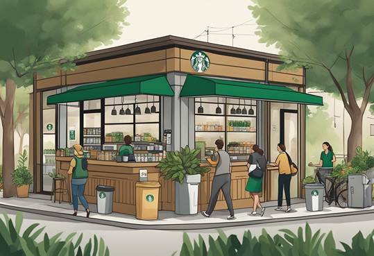An illustration of a starbucks coffee shop.