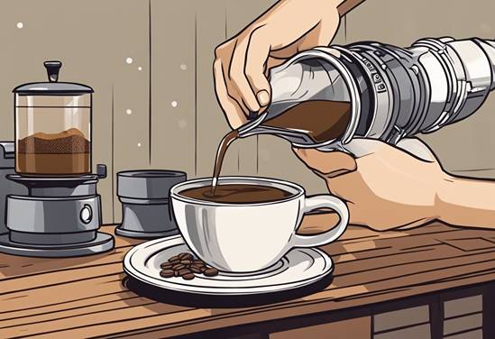 An illustration of a person pouring coffee into a cup.