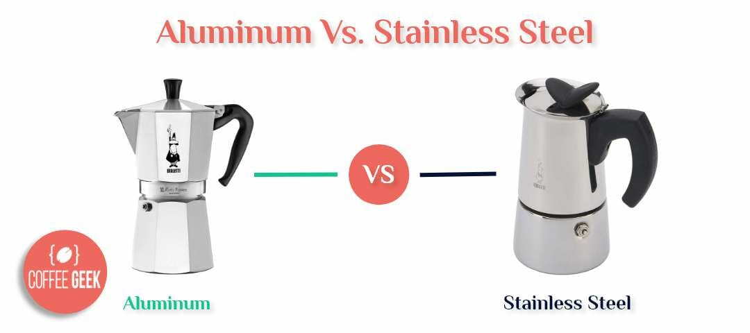 Aluminum vs. stainless steel moka pot coffee maker