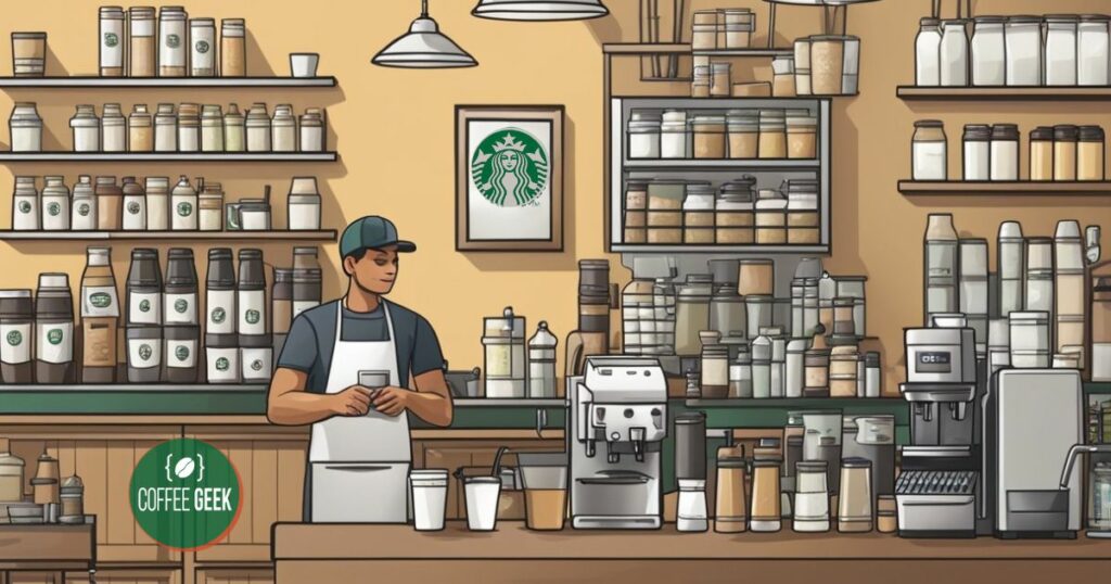 An illustration of a starbucks coffee shop.