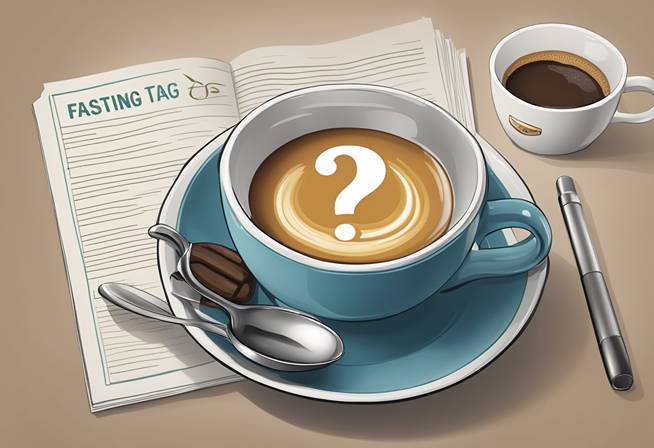 A cup of coffee and a question mark on a newspaper.