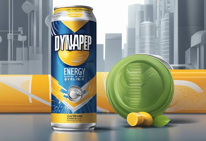 A can of dynamo energy next to a lemon.