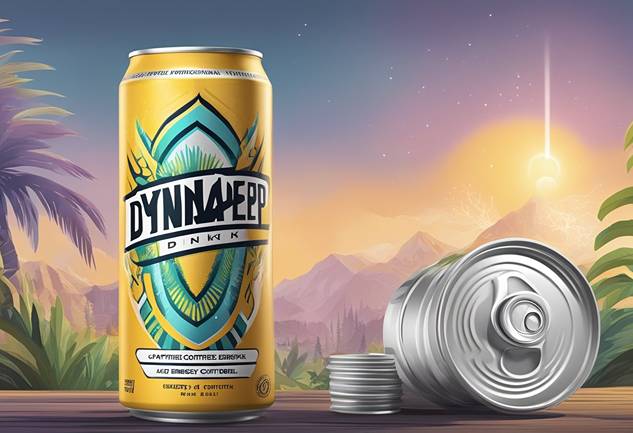A can of dynamite beer next to a coin.