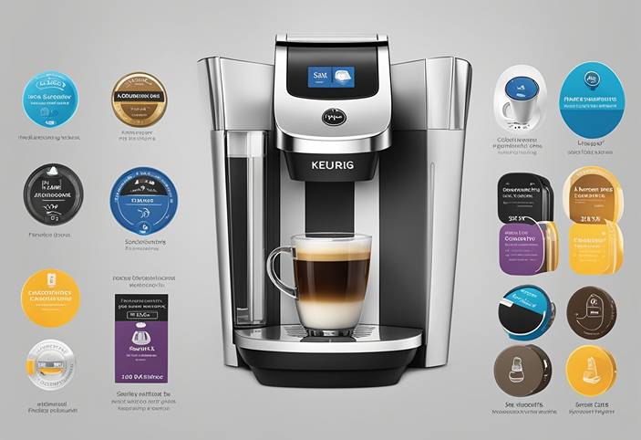 A keurig coffee maker with many different features.